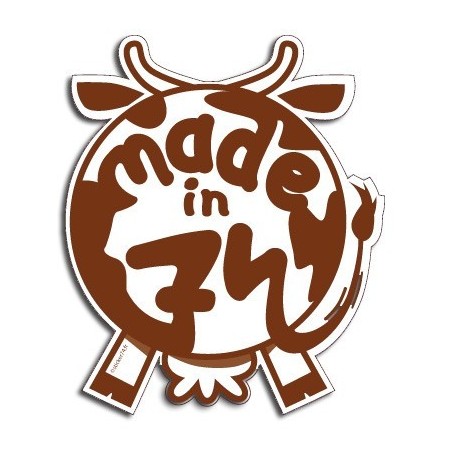 Autocollant vache Made in 74""