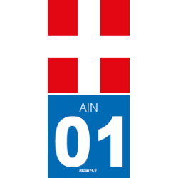 Autocollant plaque Croix Road" 01 Ain"