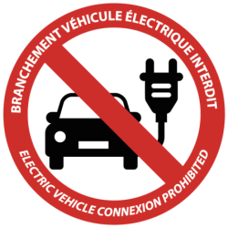 Autocollant Branchement Véhicule électrique Interdit